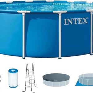 INTEX Metal Frame 15ft Round Above Ground Pool Steel Frame Filter Pump Set