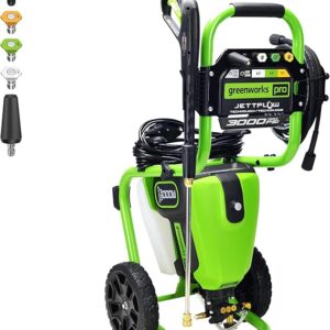 Greenworks 3000 PSI Electric Pressure Washer Brushless Steel Wand Soap Tank Nozzles Kit
